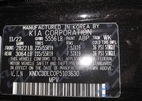 2023 Kia Ev6 Wind z USA, uszkodzony, nr VIN KNDC3DLC0P5103630